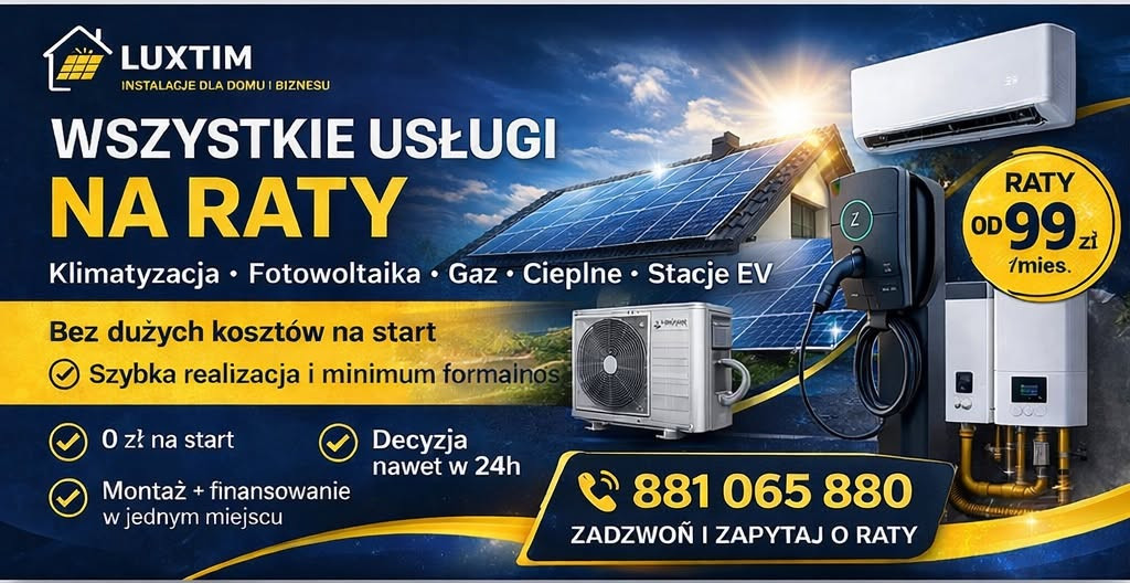 Każda usługa dostępna w systemie ratalnym.